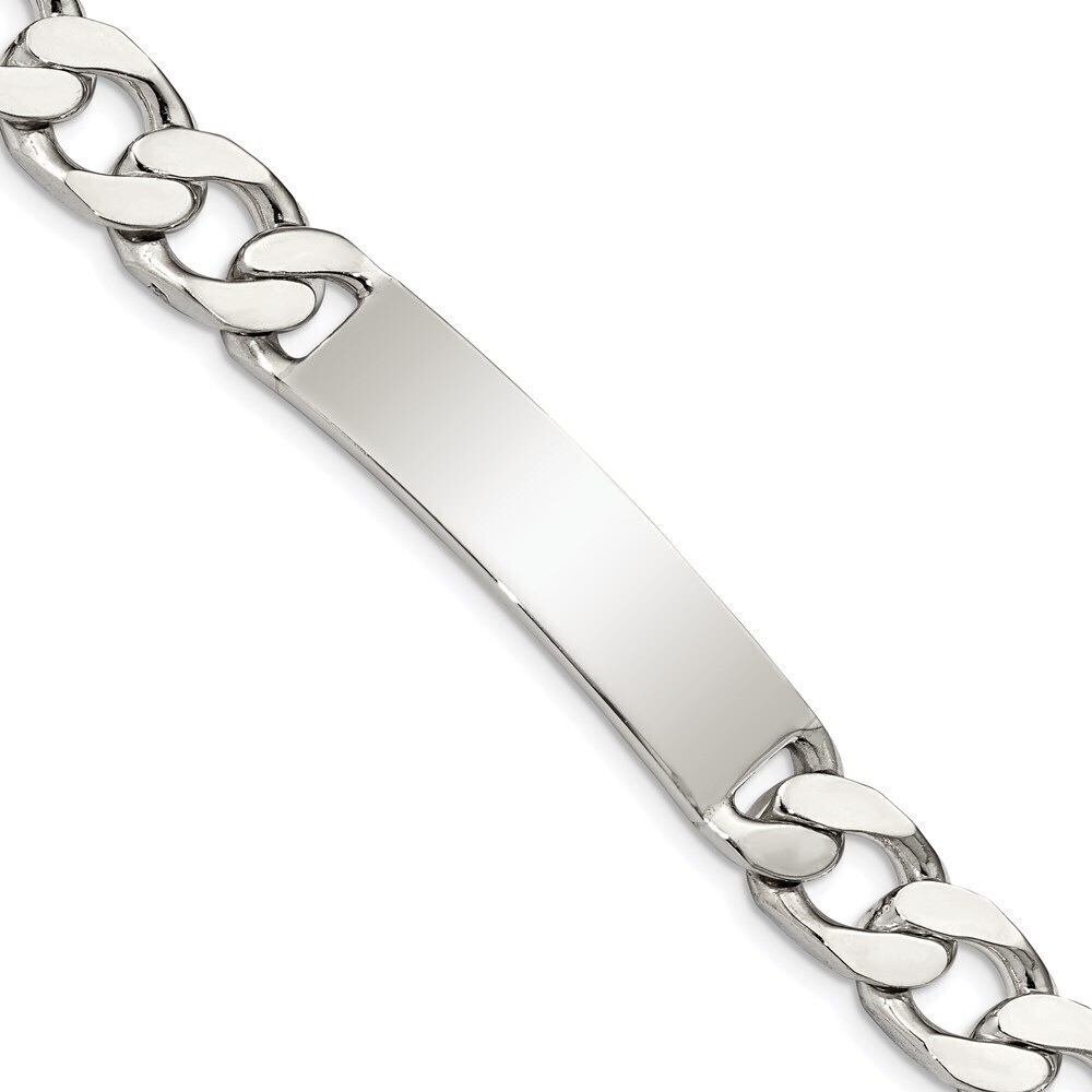 Kazi Luxury Sterling Silver Polished Engraveable Curb Link ID Bracelet